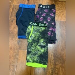 Three vintage AE flex boxerbriefs size small 9”